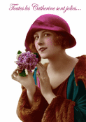F&eacute;minit&eacute; r&eacute;tro avec fleurs &agrave; la main